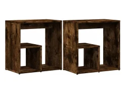 Mesa auxiliar 2 uds madera ingeniería roble ahumado 50x30x50 cm