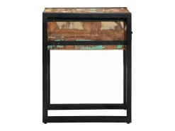 Mesa auxiliar 40 x 40 x 50 cm Madera recuperada maciza y metal