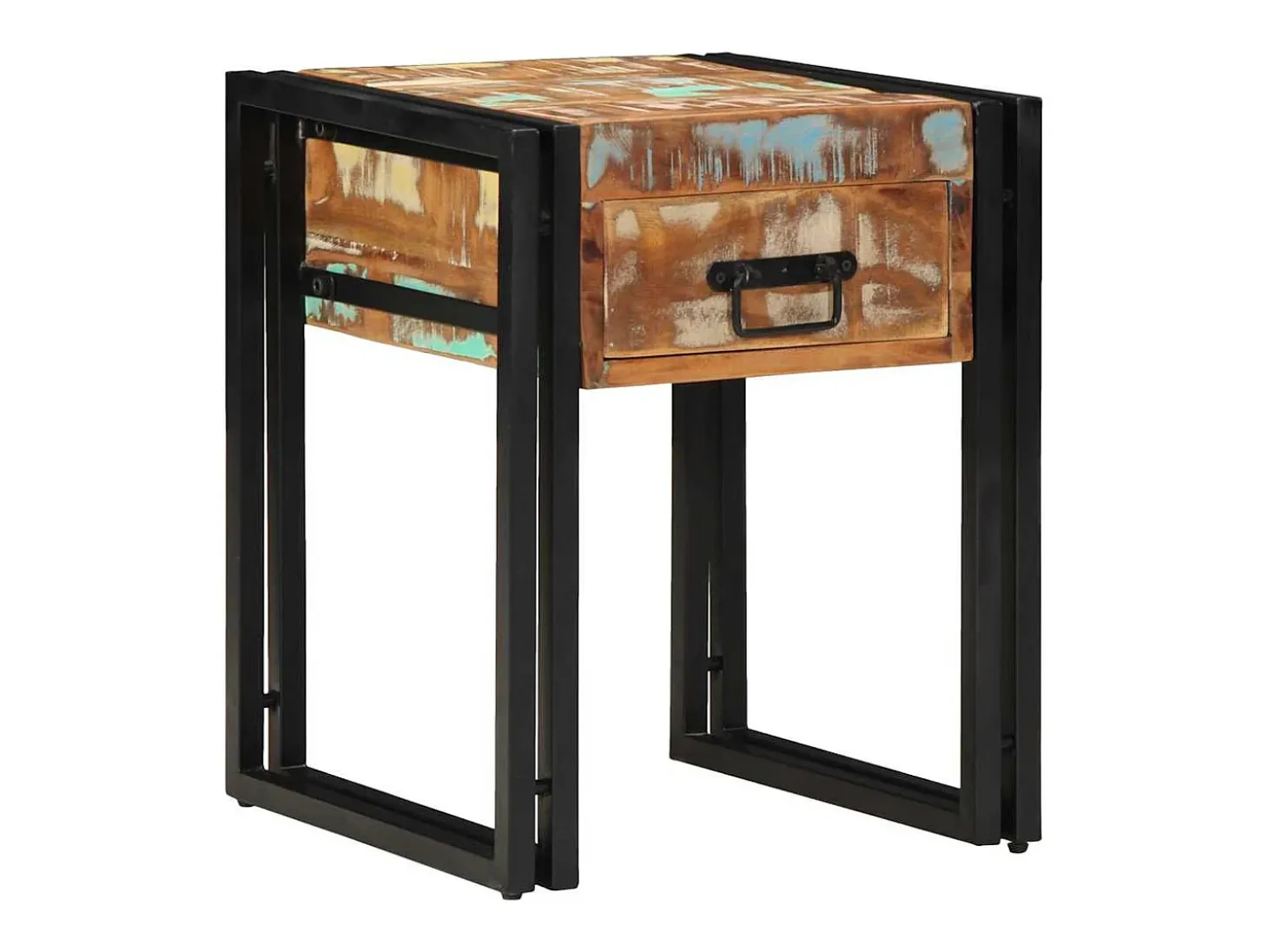 Mesa auxiliar 40 x 40 x 50 cm Madera recuperada maciza y metal