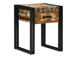Mesa auxiliar 40 x 40 x 50 cm Madera recuperada maciza y metal