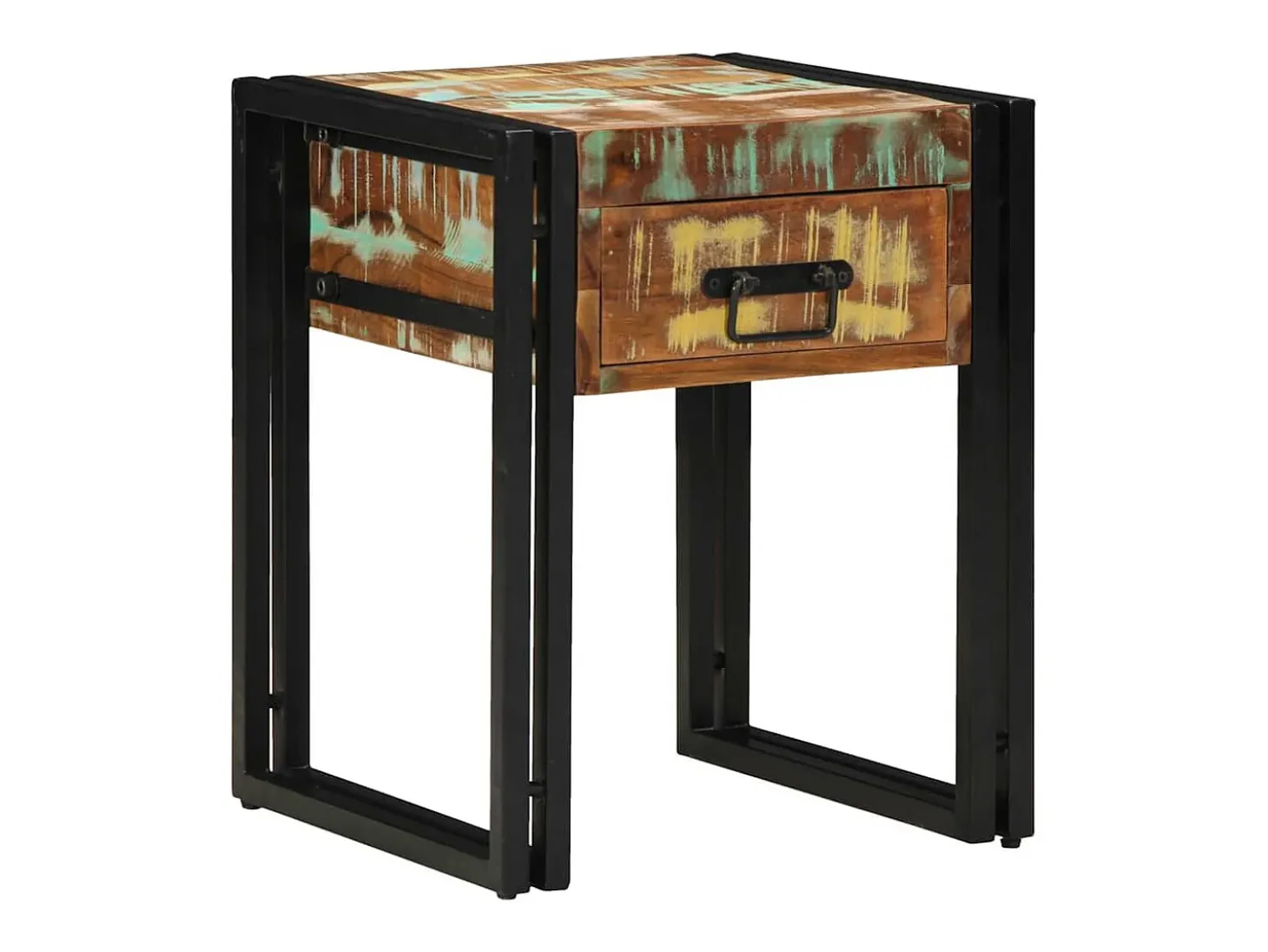Mesa auxiliar 40 x 40 x 50 cm Madera recuperada maciza y metal