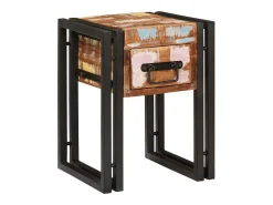 Mesa auxiliar 30 x 30 x 40 cm Madera recuperada maciza y metal