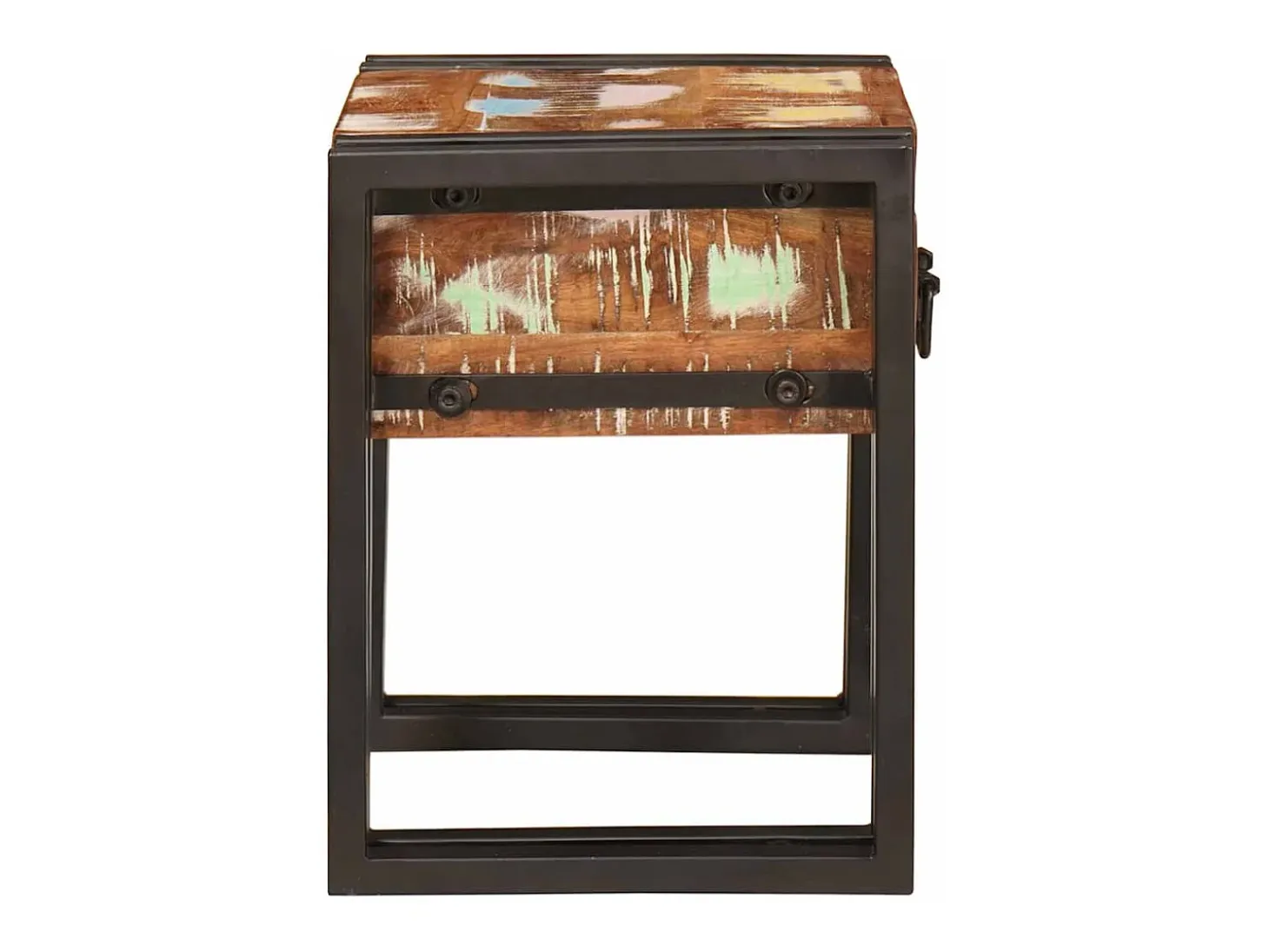 Mesa auxiliar 30 x 30 x 40 cm Madera recuperada maciza y metal
