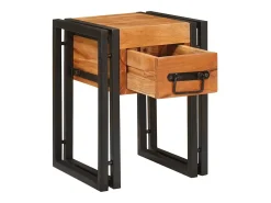 Mesa auxiliar 30 x 30 x 40 cm Madera de acacia sólida y metal