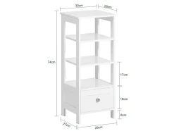 Mesa Auxiliar Alta Mesita de noche con 1 cajón y 3 Niveles Mesa para salón comedor Blanco 30 x 28 x 74 cm FBT91-W SoBuy ES