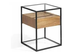 Mesa auxiliar chapado en nogal Arlet, 43 x 43 x 54 cm (alto x ancho x alto)