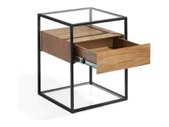 Mesa auxiliar chapado en nogal Arlet, 43 x 43 x 54 cm (alto x ancho x alto)