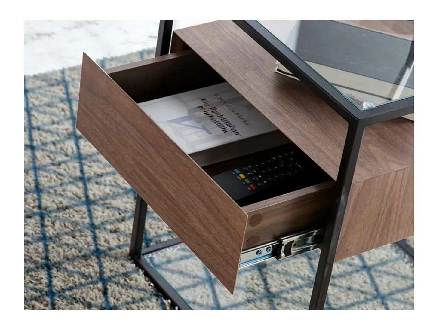 Mesa auxiliar chapado en nogal Arlet, 43 x 43 x 54 cm (alto x ancho x alto)