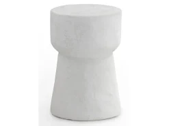 Mesa auxiliar color cemento blanco de poliresina