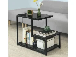 Mesa Auxiliar con 3 Estantes, Consola,Mesita de Noche para Salón Comedor, Teléfono o Lampara Negro FBT65-SCH SoBuy ES