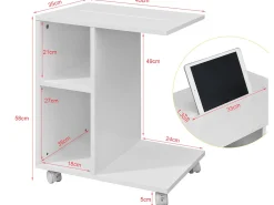 Mesa Auxiliar con 2 Estantes, Consola,Mesita de Noche con Ruedas para iPad, Teléfono o Lampara FBT48-W SoBuy ES