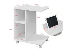 Mesa Auxiliar con 2 Estantes, Consola,Mesita de Noche con Ruedas para iPad, Teléfono o Lampara FBT48-W SoBuy ES