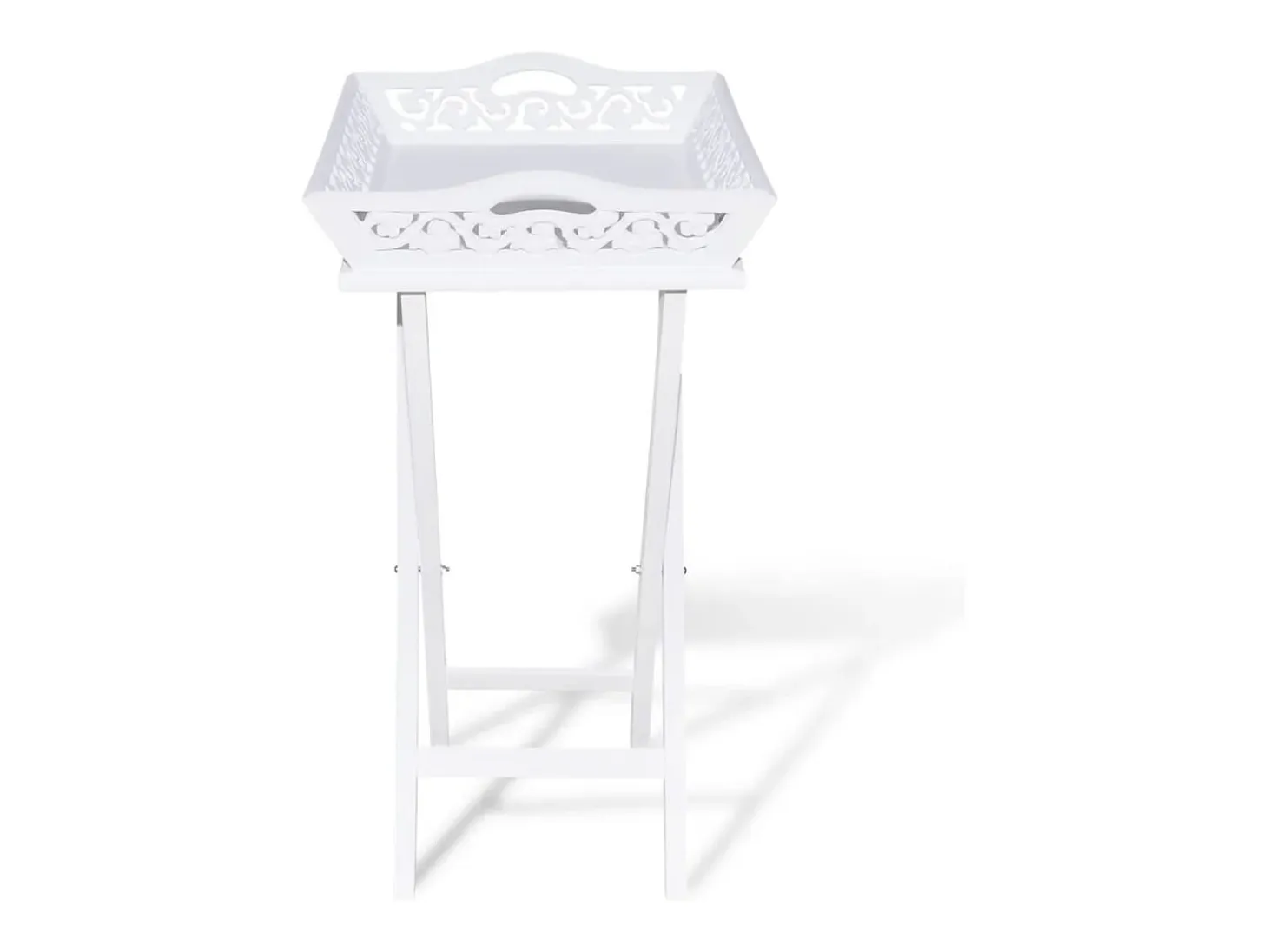 Mesa auxiliar con bandeja blanca