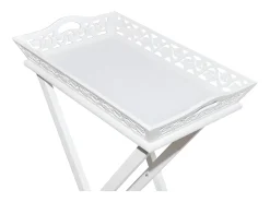 Mesa auxiliar con bandeja blanca