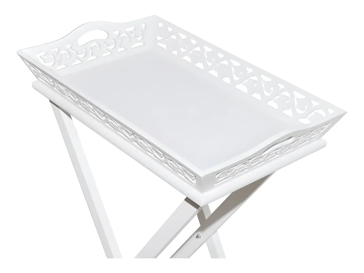 Mesa auxiliar con bandeja blanca