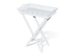 Mesa auxiliar con bandeja blanca