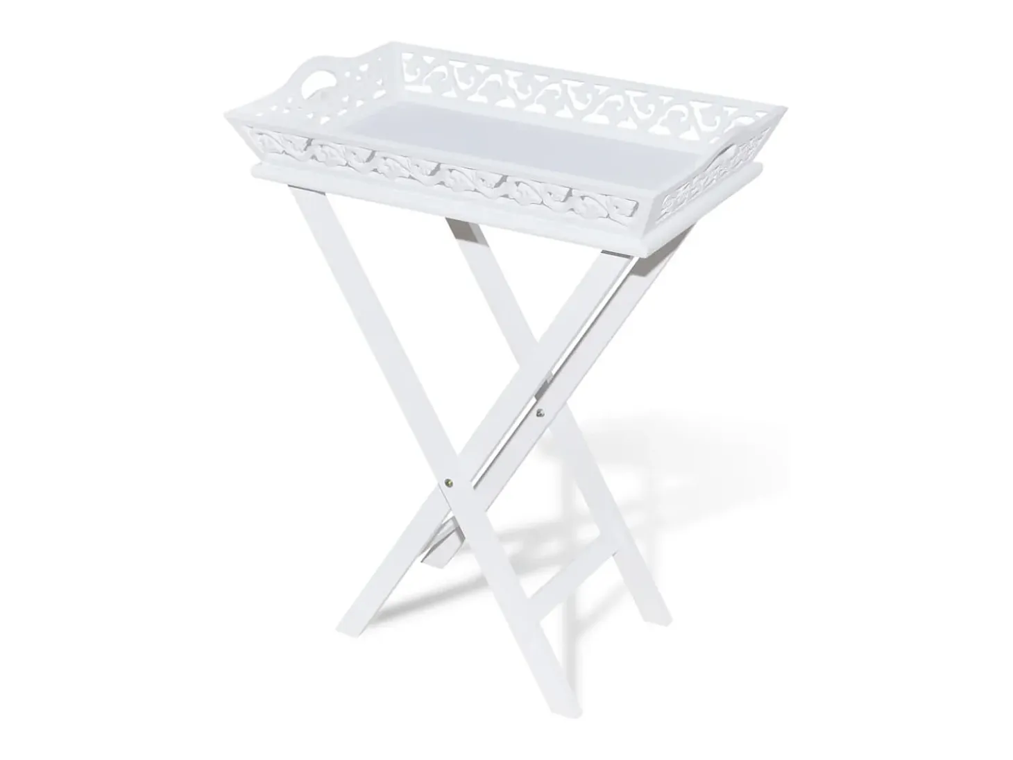 Mesa auxiliar con bandeja blanca