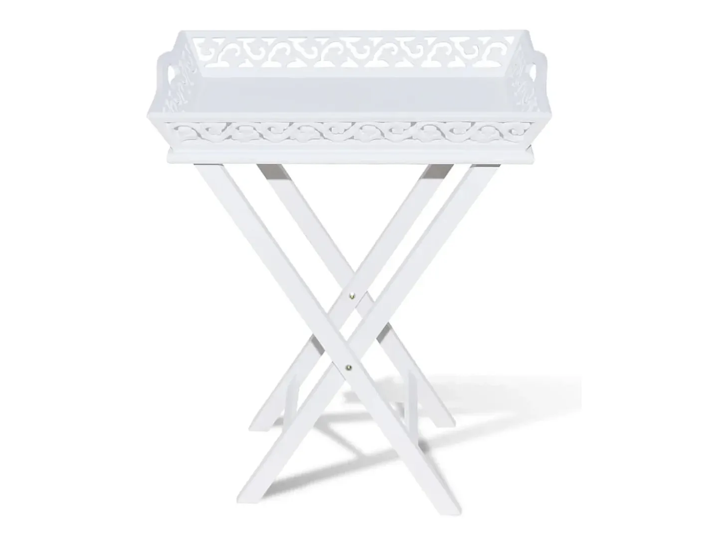 Mesa auxiliar con bandeja blanca