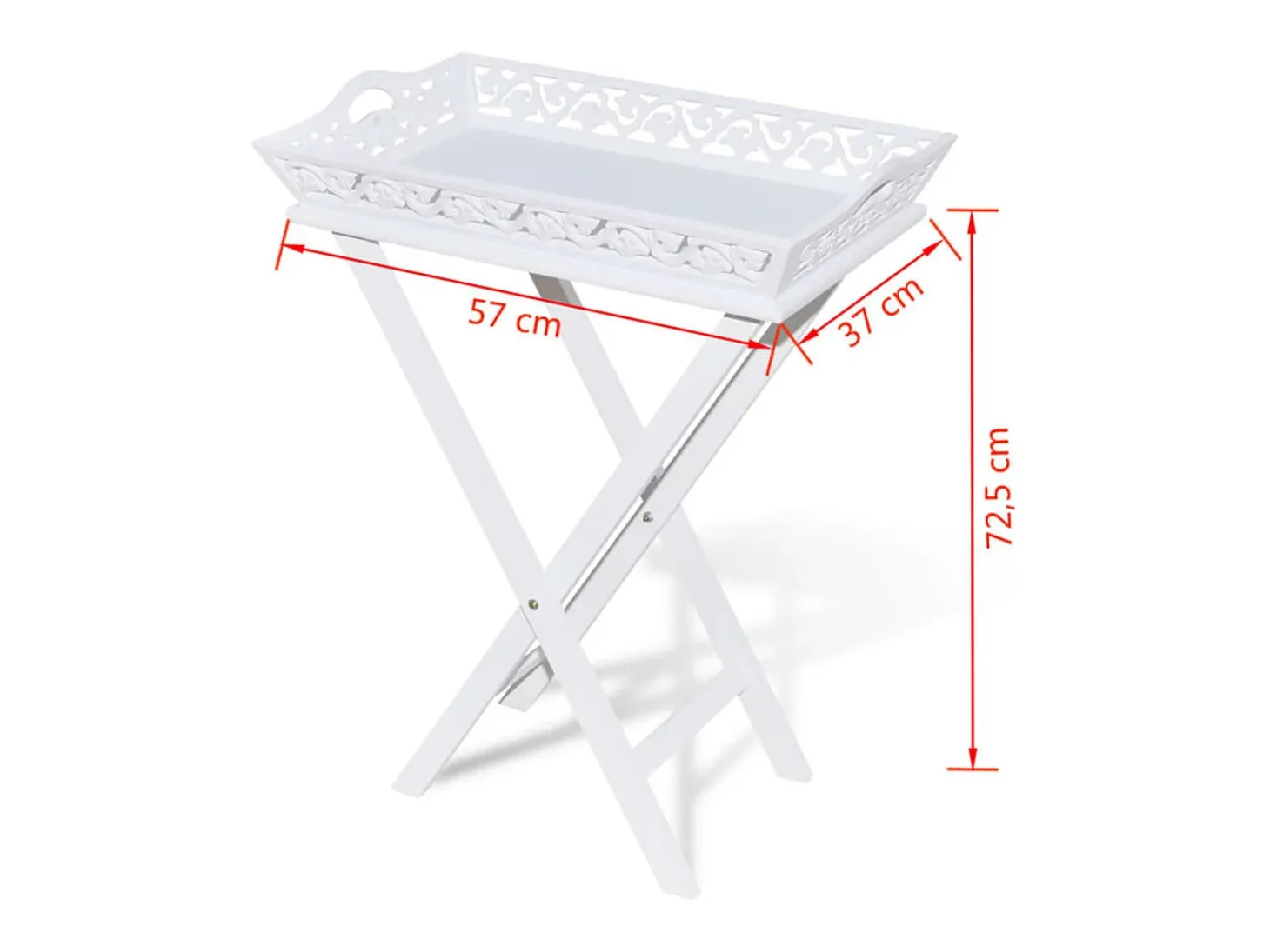 Mesa auxiliar con bandeja blanca