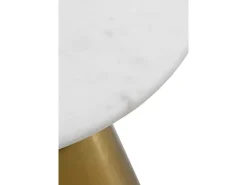 Mesa auxiliar con base de metal dorado y sobre de marmol blanco