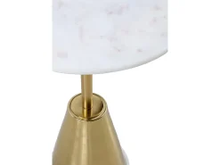 Mesa auxiliar con base de metal dorado y sobre de marmol blanco