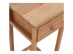 Mesa auxiliar con cajón madera maciza nogal 25x25x60 cm