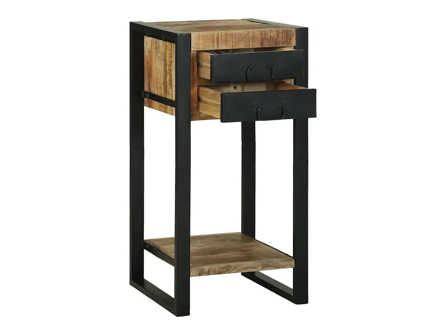 Mesa Auxiliar con cajón Marrón Madera maciza de mango rugosa