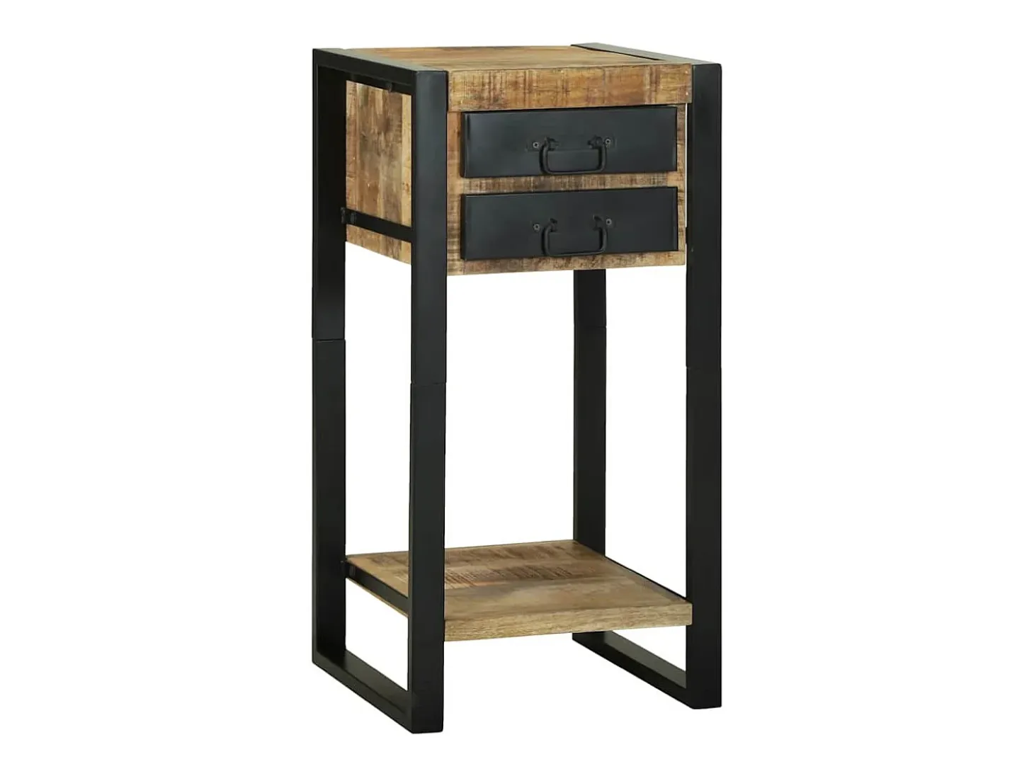 Mesa Auxiliar con cajón Marrón Madera maciza de mango rugosa