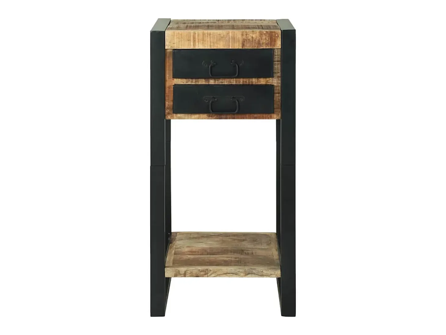 Mesa Auxiliar con cajón Marrón Madera maciza de mango rugosa