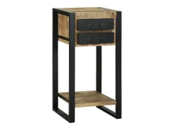 Mesa Auxiliar con cajón Marrón Madera maciza de mango rugosa