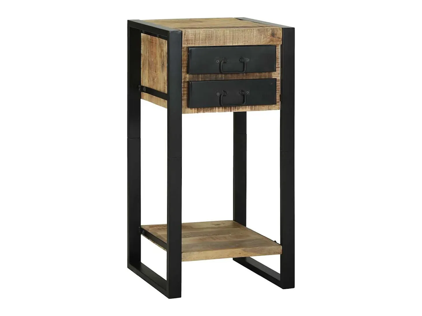 Mesa Auxiliar con cajón Marrón Madera maciza de mango rugosa