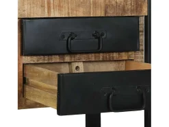 Mesa Auxiliar con cajón Marrón Madera maciza de mango rugosa
