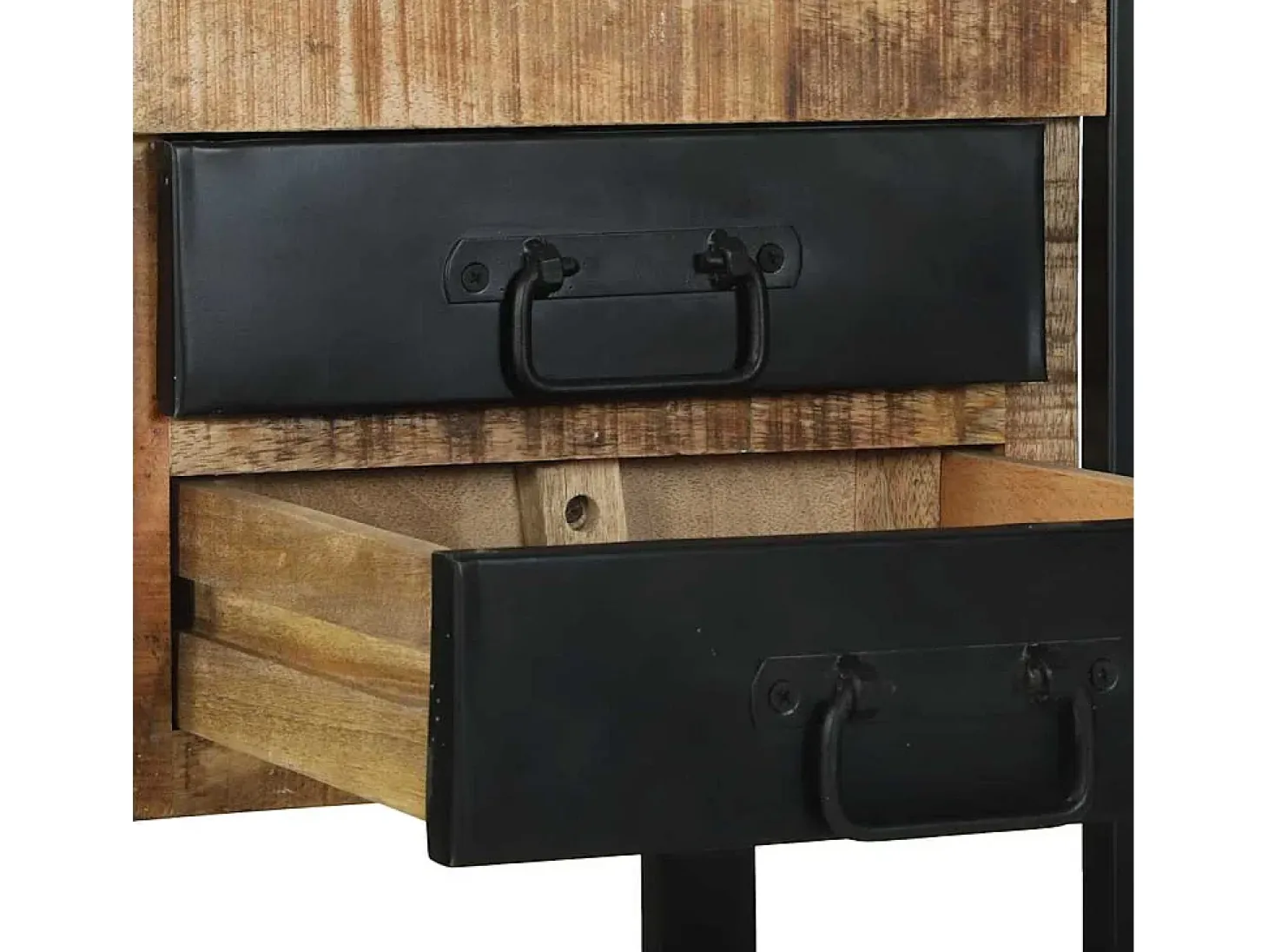 Mesa Auxiliar con cajón Marrón Madera maciza de mango rugosa
