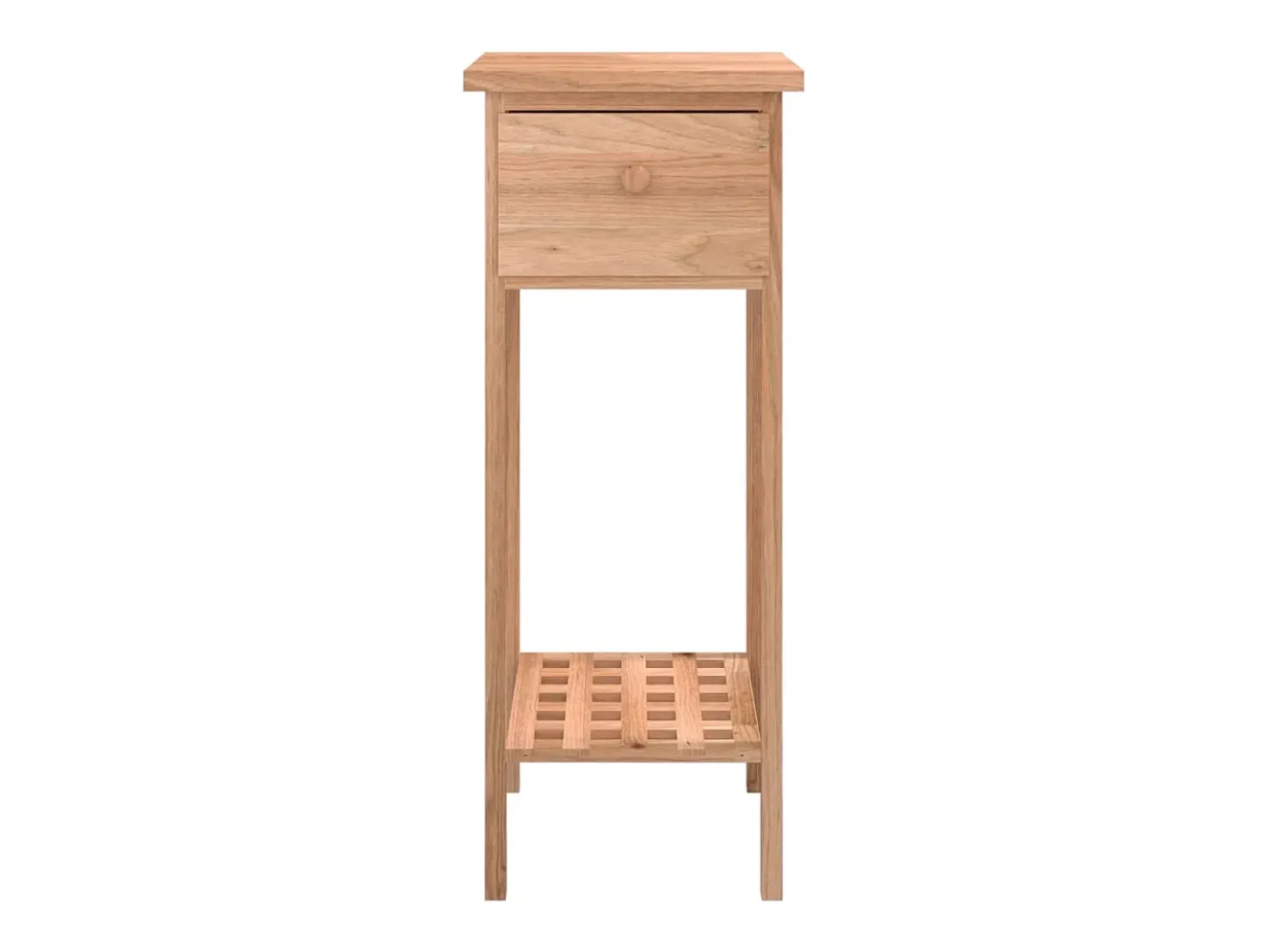 Mesa auxiliar con cajón madera maciza nogal 25x25x60 cm