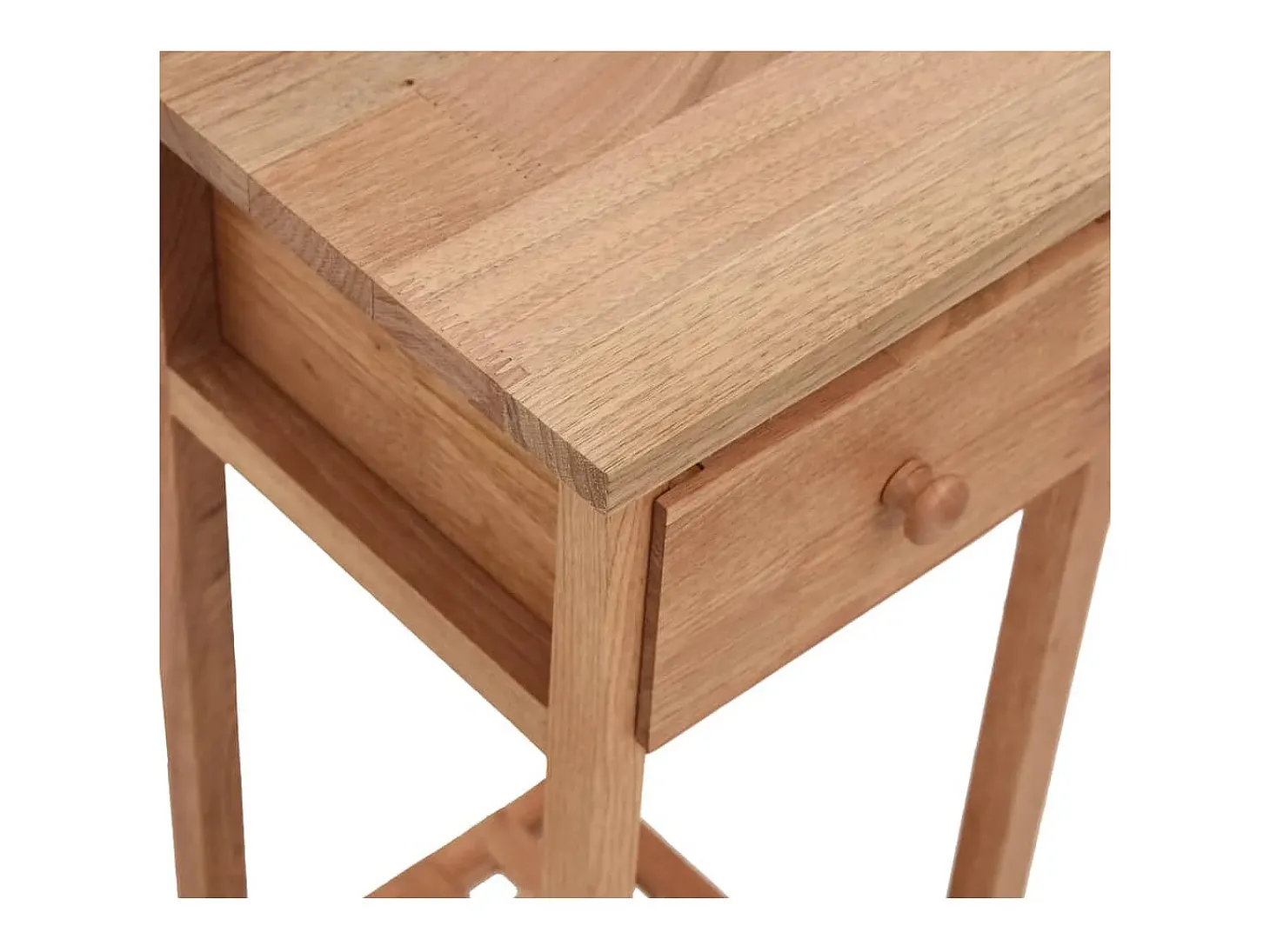 Mesa auxiliar con cajón madera maciza nogal 25x25x60 cm