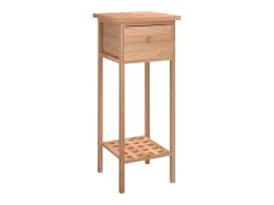 Mesa auxiliar con cajón madera maciza nogal 25x25x60 cm
