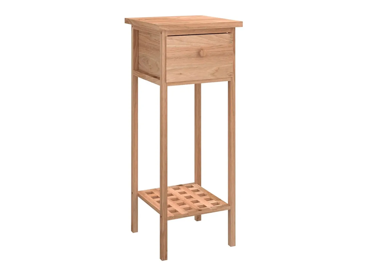 Mesa auxiliar con cajón madera maciza nogal 25x25x60 cm