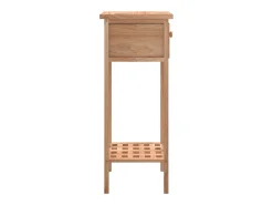 Mesa auxiliar con cajón madera maciza nogal 25x25x60 cm