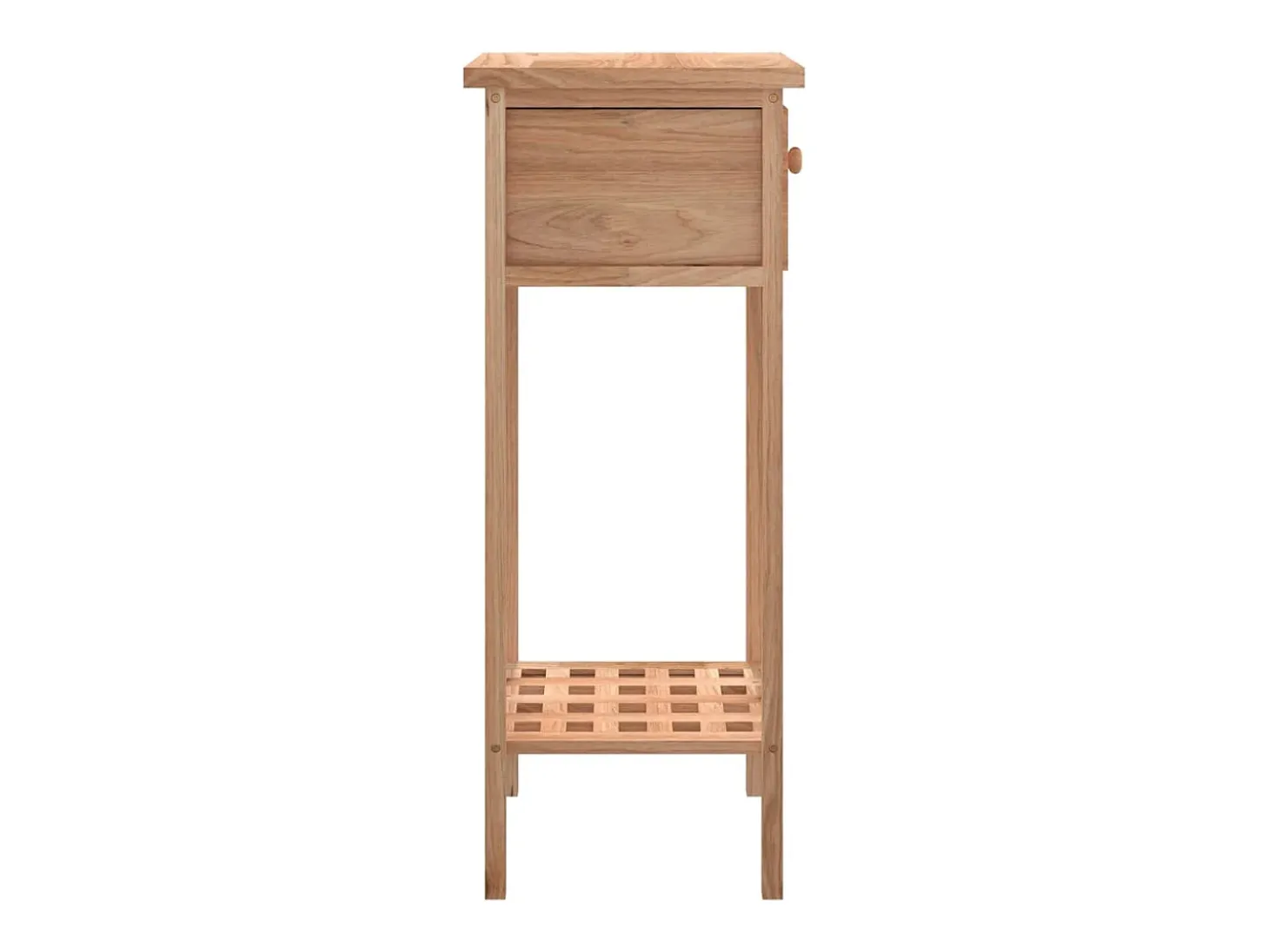 Mesa auxiliar con cajón madera maciza nogal 25x25x60 cm