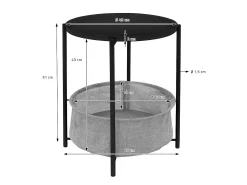 Mesa auxiliar con cesta Mesa de centro Mesa bandeja Mesa de sofá Metal Ø 43cm