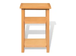Mesa auxiliar con estante de madera de roble maciza 27x35x55cm