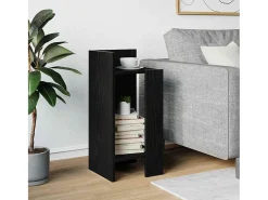 Mesa auxiliar con estante negra 25,5x27x60 cm
