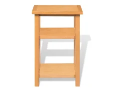 Mesa auxiliar con estante de madera de roble maciza 27x35x55cm