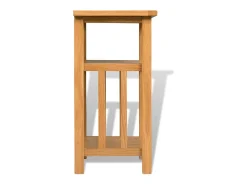 Mesa auxiliar con estante de madera de roble maciza 27x35x55cm