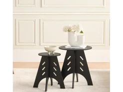 Mesa Auxiliar con Juntas de Espiga Mesita de Noche Mesa de Centro para Salón y Dormitorio 32 x 32 x 48.5 cm Negro HFBT01-K-SCH SoBuy ES