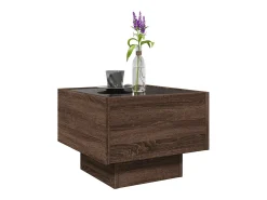 Mesa auxiliar con LED madera ingeniería marrón roble 40x40x30cm