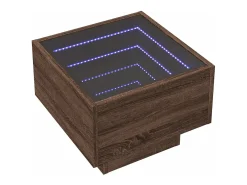 Mesa auxiliar con LED madera ingeniería marrón roble 40x40x30cm