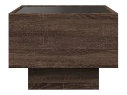 Mesa auxiliar con LED madera ingeniería marrón roble 40x40x30cm
