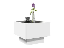 Mesa auxiliar con luz LED madera ingeniería blanco 40x40x30 cm