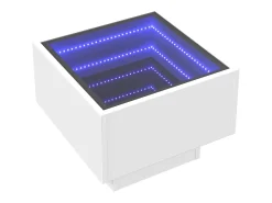 Mesa auxiliar con luz LED madera ingeniería blanco 40x40x30 cm